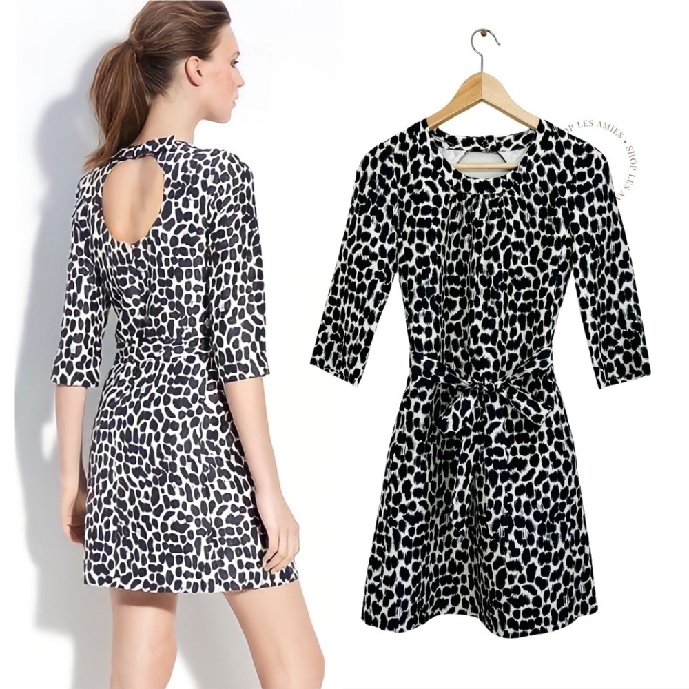 Kate Spade NY Dorothy‎ Silk Bow Back Leopard Dot Print Dress with Tie Belt 2